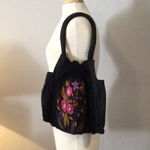 Hobo Black Floral Shoulder/Crossbody Bag